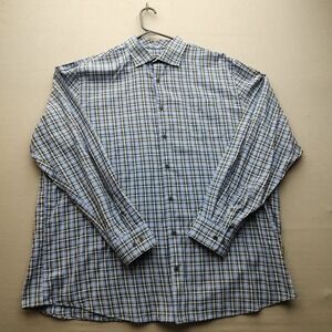 Johnnie O Top Shelf Men's Shirt Blue Plaid Long Sleeve Size 2XL